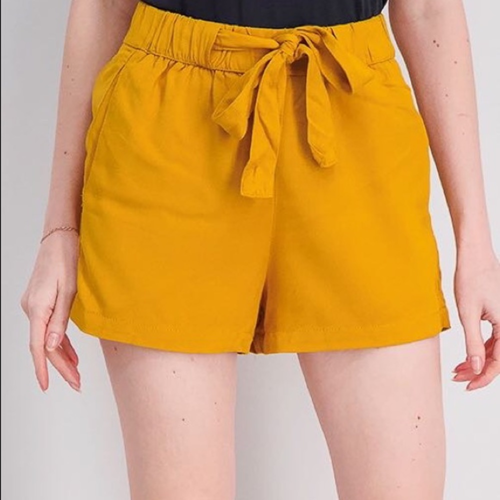 Pull&Bear Mustard Fabric Shorts